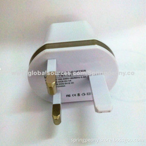 Three-pin Plug Gauge USB Charger Power Adapter, Built-in Intelligent Protection System